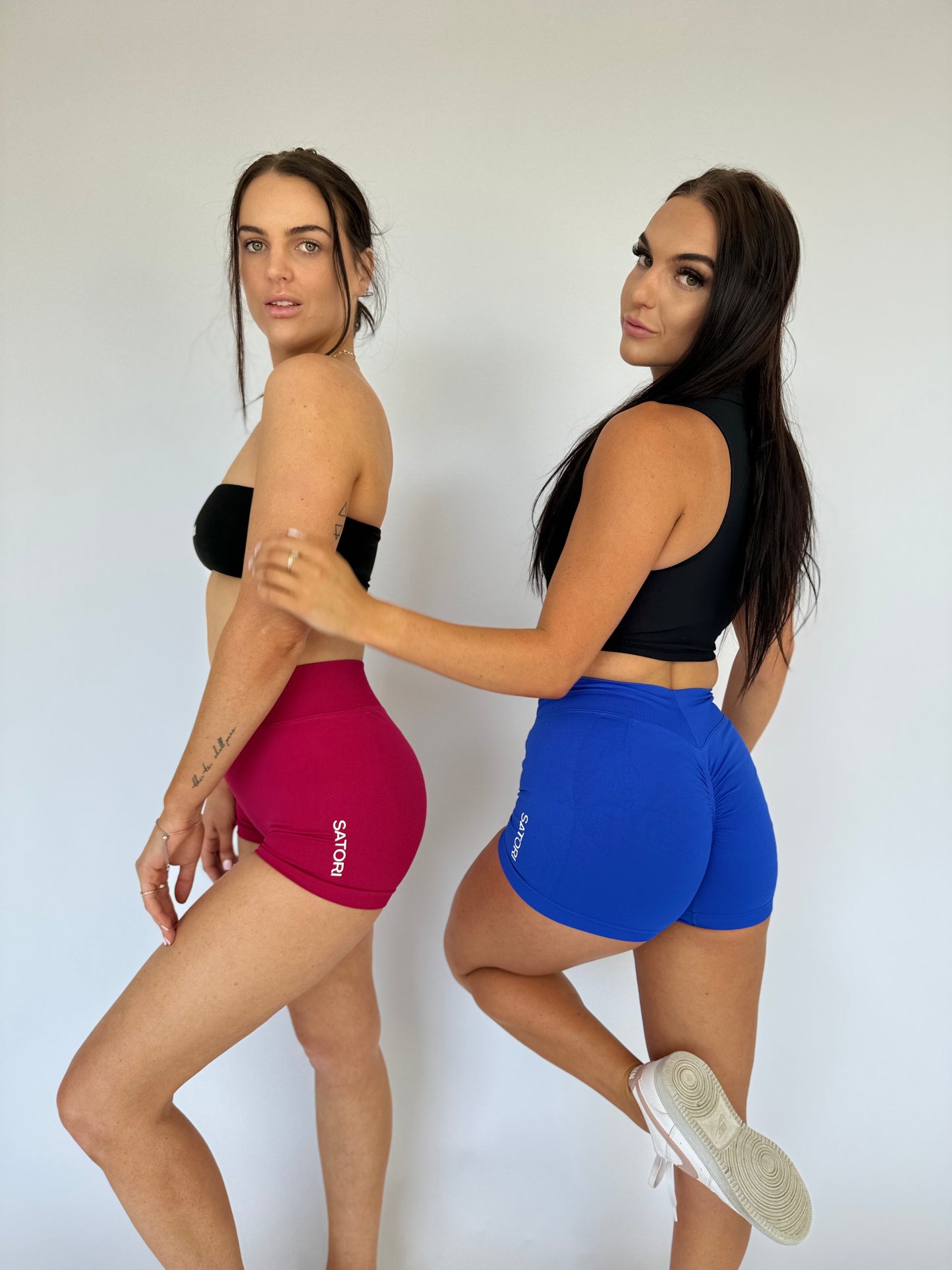 V-Back Booty Shorts -Blue