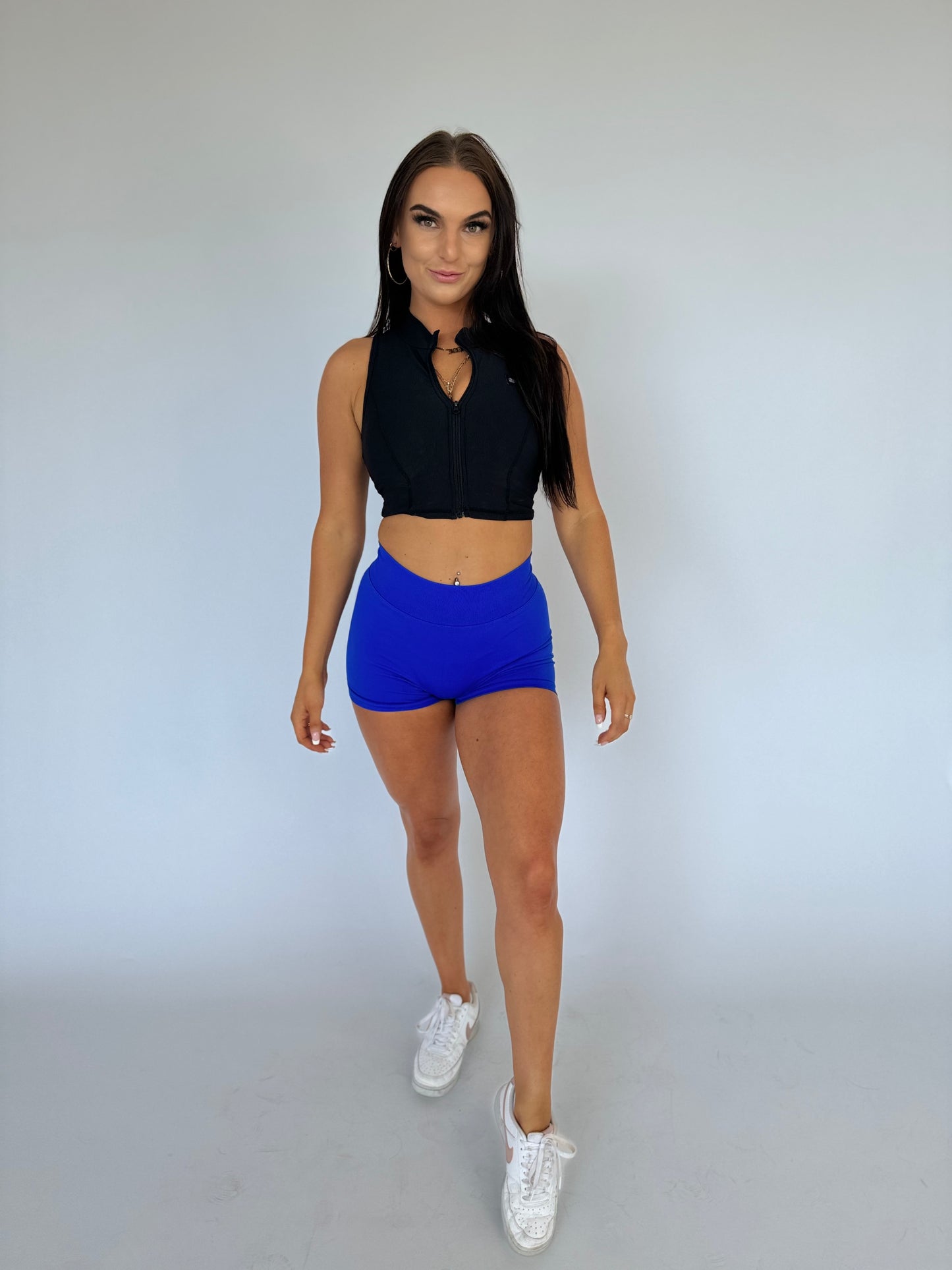 Zip Up Crop - Black