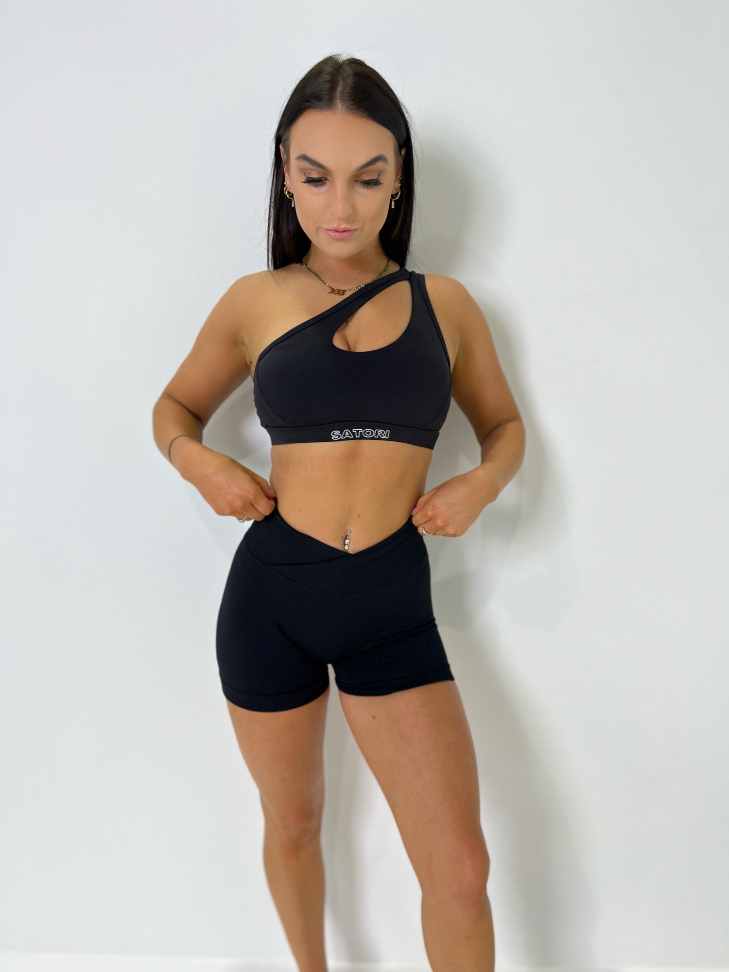 V Cut Booty Shorts Black